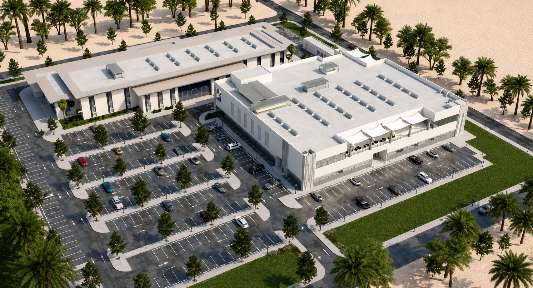 Shakhbout City Project parking and site rendering